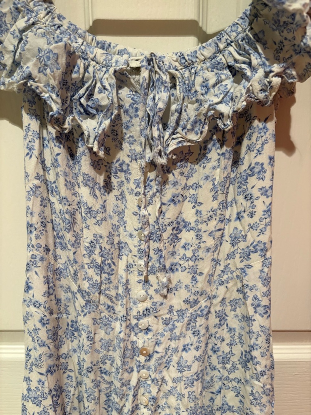 Z Supply Blue and White Floral Midi Dress